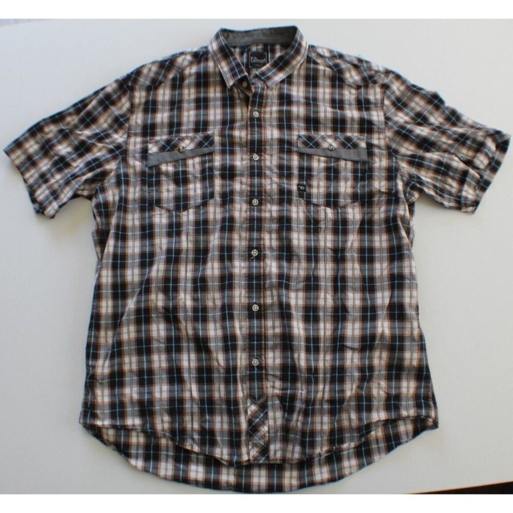 7 Diamonds Mens Button Down Plaid Shirt With Pearl Snap Pockets Size 2XL